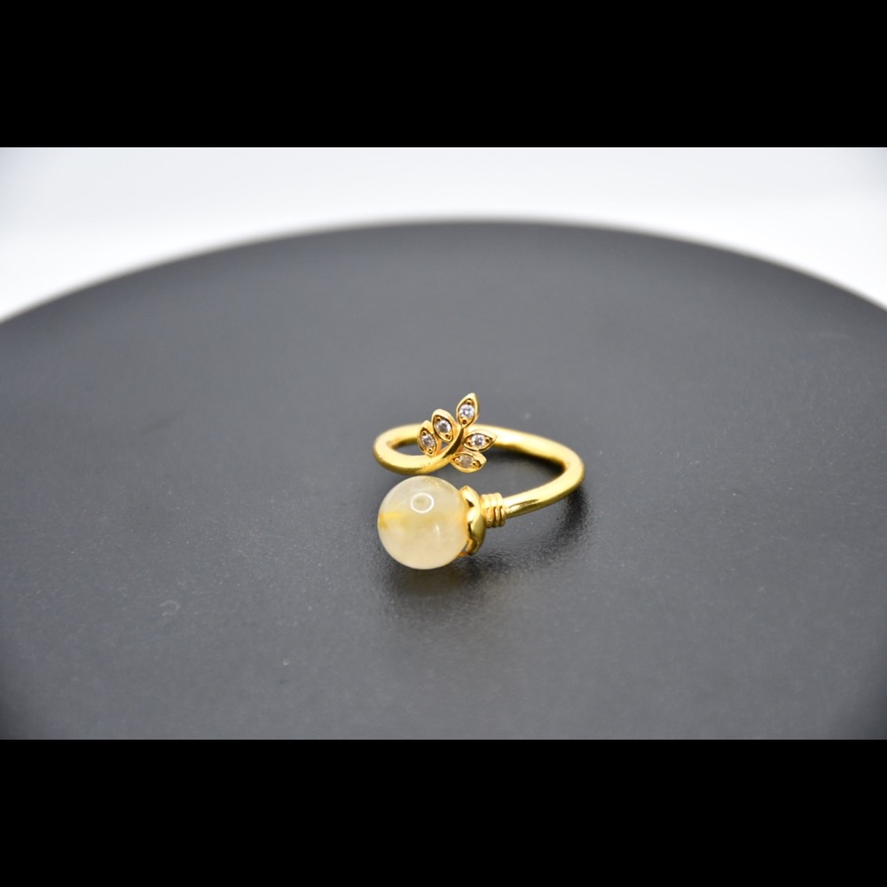 18K Gold Plated CZ Moonstone Ring Size 7.5